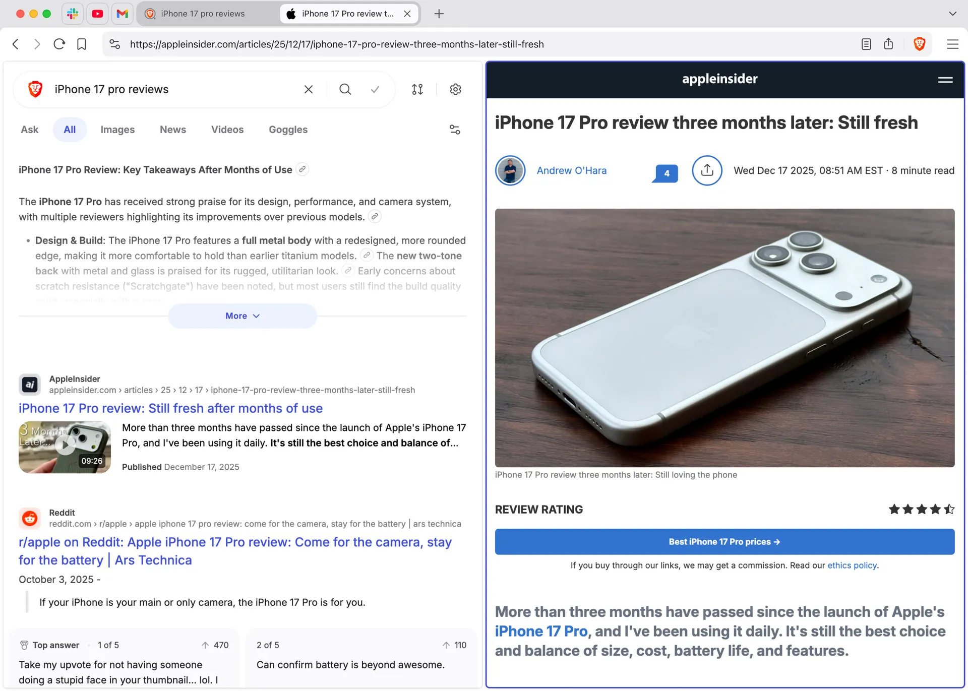 Split view enables productivity hacks like searching and navigating a result page within the same view.